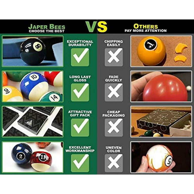 JAPER BEES Pool Balls Set Super Pro Table Billiard Balls JAPER BEES Pool Balls Set Super Pro Table Billiard Balls