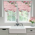 thumbnail image 4 of Pink Spring Floral Balloon Curtains for Living Room/French Door, Watercolor Flowers Butterfly Checkered Tie Up Curtains 63 Inch Length Energy Saving Kitchen Curtains Shades for Windows 42"x63", 4 of 8
