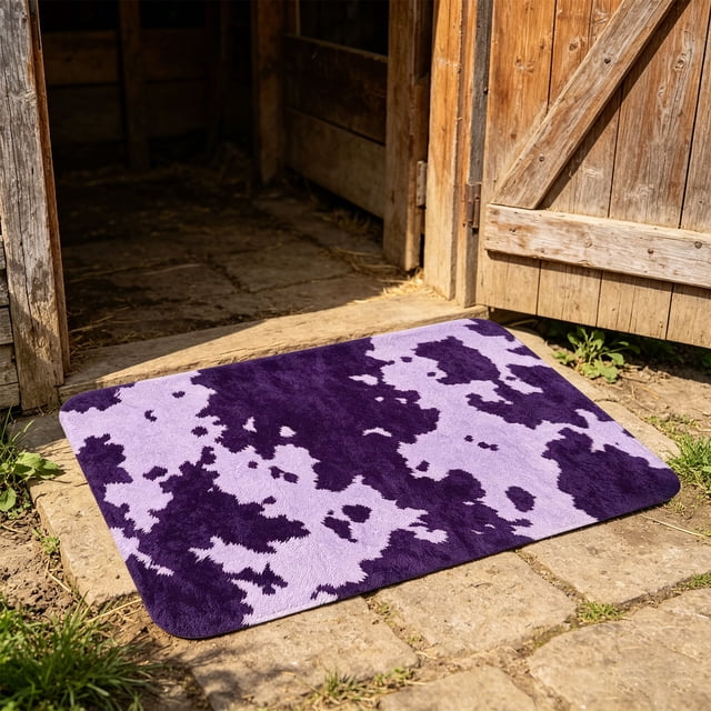Cow Print Farmhouses Bathroom Mat Soft Absorbent Non-Slide Shaggys Rug Machines Washable Door Mat For Laundry Room Entryway Indoor Floor Decor