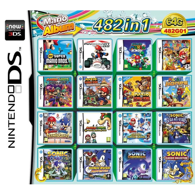 Tarjeta de consola de cartucho de tarjeta de videojuego 482 en 1 álbum para Nintendo Ds 3ds 2ds Nds Ndsl Ndsi brillar Hogar Sincero Electrónica