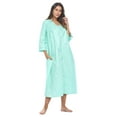thumbnail image 2 of Casual Nights Women's Zip Front Woven House Dress | 3/4 Sleeves Housecoat Long Duster Lounger, 2 of 5