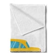 thumbnail image 2 of New York Taxi Soft Flannel Fleece Throw Blanket, Old Vintage Style Checker Cab Illustration of Plain Backdrop, Cozy Plush for Indoor and Outdoor Use, 70" x 90", White and Earth Yellow, by Ambesonne, 2 of 5