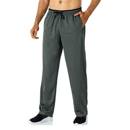 

Dadaria Wide Leg Pants for Men Summer High Waisted Men Lightweight Running Pant Zipped with Pockets Elastic Waist Open Bottom Sweatpants Gray M Female