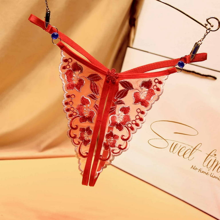 HUPOM Period Panties Panties Thong Casual Sash Tie Elastic Waist Red One  Size