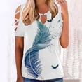 thumbnail image 2 of Gibobby Playera de Manga Corta con Cuello Redondo Camiseta manga corta con estampado flores y botones para mujer, camiseta manga corta, informal, Sexy, verano, para (Azul,M), 2 of 4