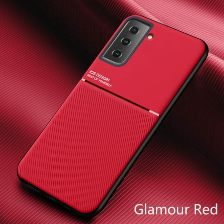 Dteck Case For Samsung Galaxy S21 6.2-inch,Luxury Shockproof Rubber Silicone TPU Protector Ultra Slim Hybrid Business Back Phone Cover,Red