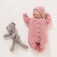 thumbnail image 5 of YIXPOH Baby Long Sleeve Knit Romper Neutral One-Piece Jumpsuit With Button Closure Soft Cotton Knit Outfit Pink 0-1 Months, 5 of 10