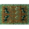 thumbnail image 1 of Ahgly Company Machine Washable Indoor Rectangle Persian Turquoise Blue Traditional Area Rugs, 7' x 9', 1 of 4