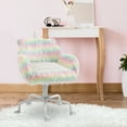 thumbnail image 2 of CoSoTower Fluffy Unicorn Office Chair with Mid-Back and Armrest Support, 5 Star Swivel Wheel White Base, Rainbow, 2 of 7