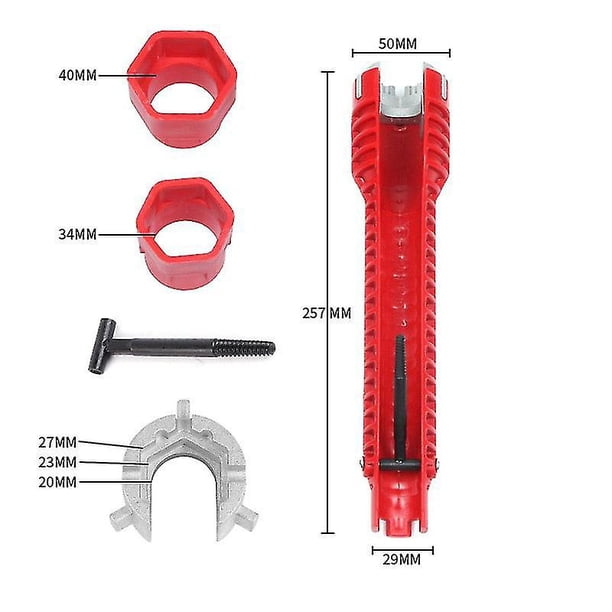 Instalador de grifos y fregaderos Llave multiusos 8 en 1 Herramienta de plomería YONGSHENG rojo