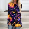 thumbnail image 2 of Halloween Long Sleeve Shirts for Women Funny Halloween Party Bat Crew Neck Loose Party Fall Clothes Womens Tunic Tops Trendy Vintage Outfits Dark Purple XXXL, 2 of 6