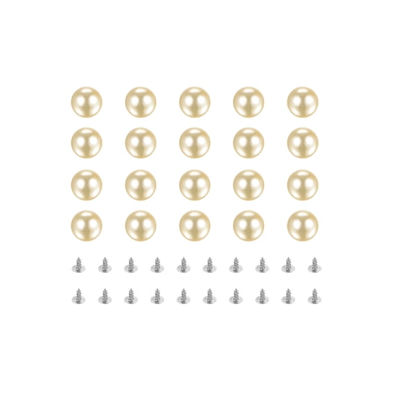 Uxcell Pearl Rivet Studs Kit, 10mm Pearl Rivets Faux Pearls Rivets Light Yellow 50 Set