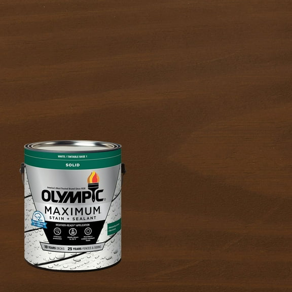 Olympic Maximum 1 GallonSC-1016 Chestnut Brown Solid Color Exterior Stain and Sealer in One