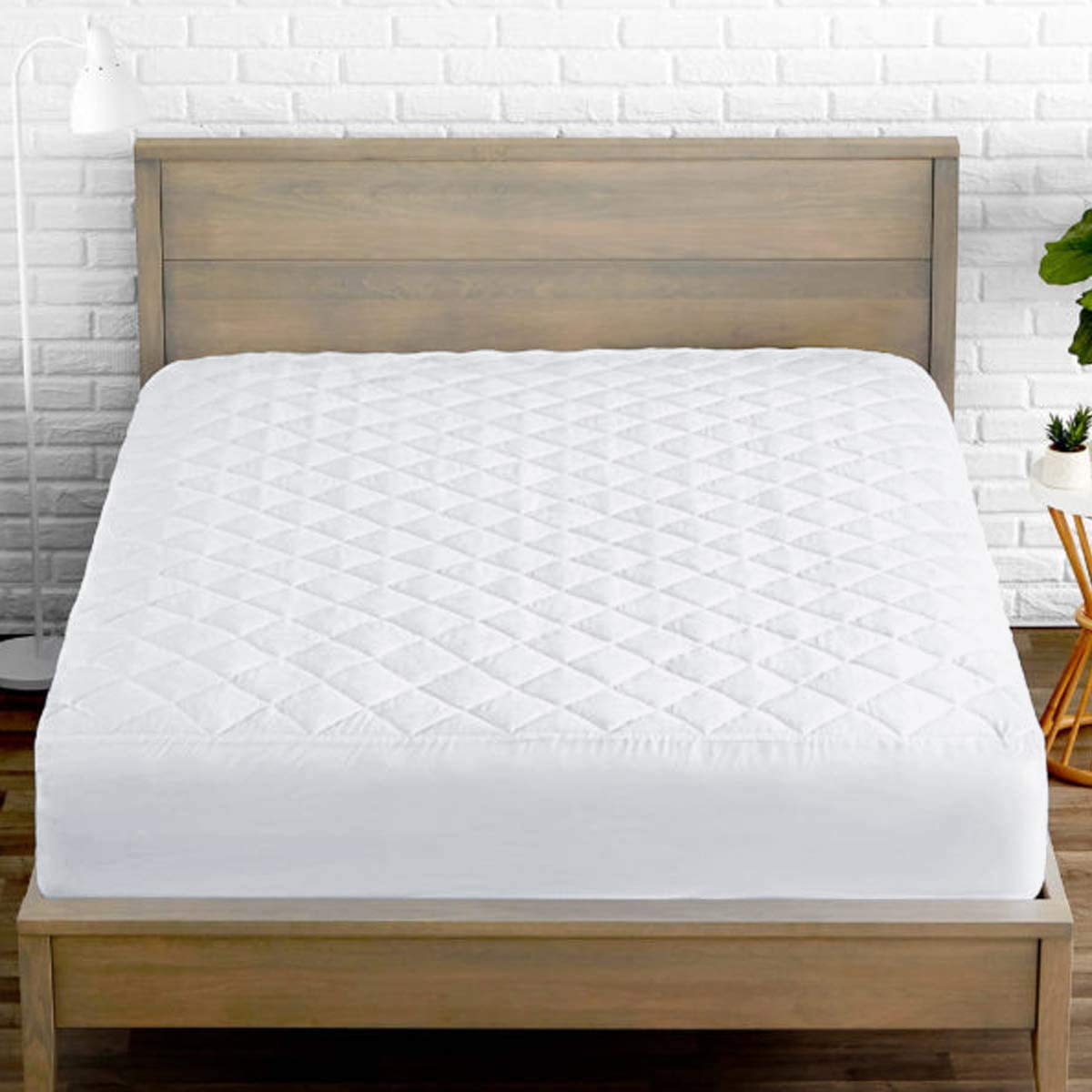 Canadian Linen Fitted Mattress Pad Cover, Luxury 6 OZ Polyester Fill