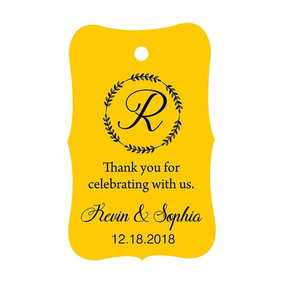 100 PCS Custom Made Scallop Edges Hang Tags Thank You For Celebrating Wedding Favor Gift Paper Tags