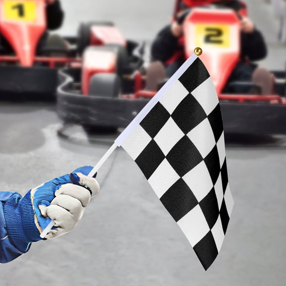 Niceauty Racing Checkered Flags Set Black and White Checkered Non-woven Fabrics 10pcs