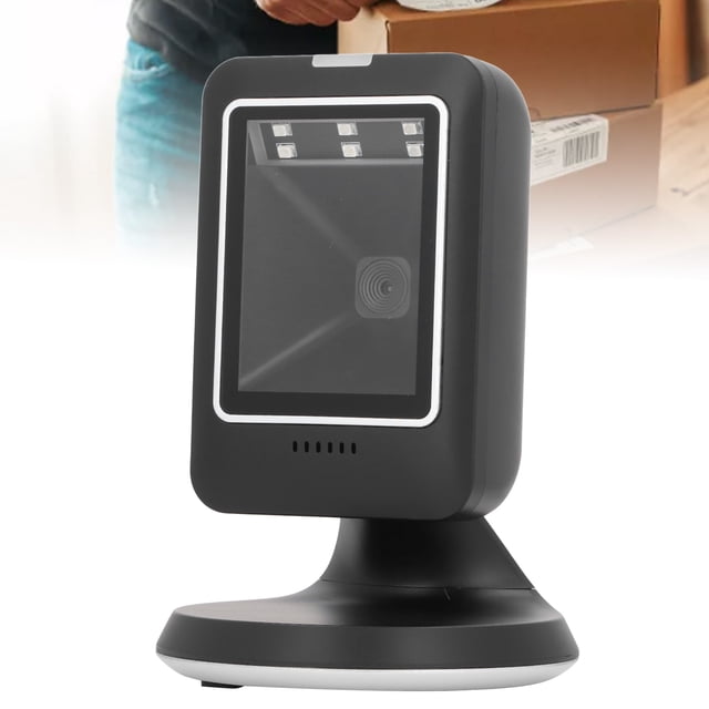 Mgaxyff Scanner de Code-Barres Filaire USB Omnidirectionnel 2D Mains Libres pour Bureau et Vente au Détail