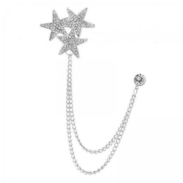 Paquete de 2-6 broches de estrella de cinco puntas con diamantes de imitación brillantes, insignia, broche elegante para hombre 2 piezas