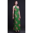 thumbnail image 2 of Bimba Floral Ladies Crew Neck Waist String Print Maxi Dress with Side Slits Summer Wear-Medium, 2 of 6