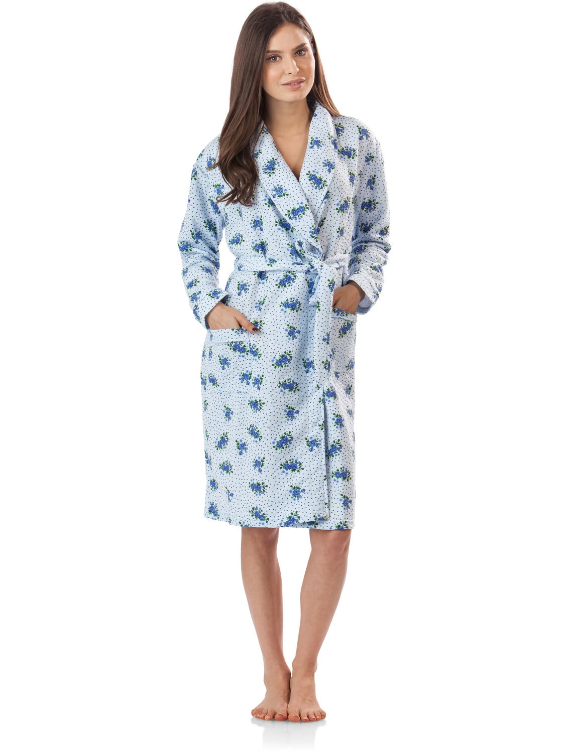 Casual Nights Women's Floral Print Quilted Bathrobe