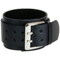 thumbnail image 1 of Pulsera de cuero de doble capa con hebilla grande y cadena de mano para hombre (negra), 1 of 7