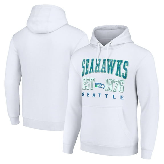 Unisex Starter White Seattle Seahawks Throwback Logo Pullover Hoodie