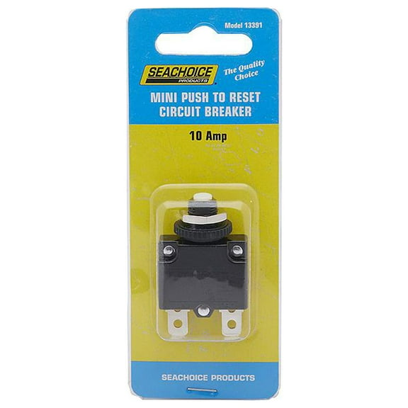 (Price/EA)Seachoice Mini Push To Reset Circuit Breaker, 10 Amp, 13391