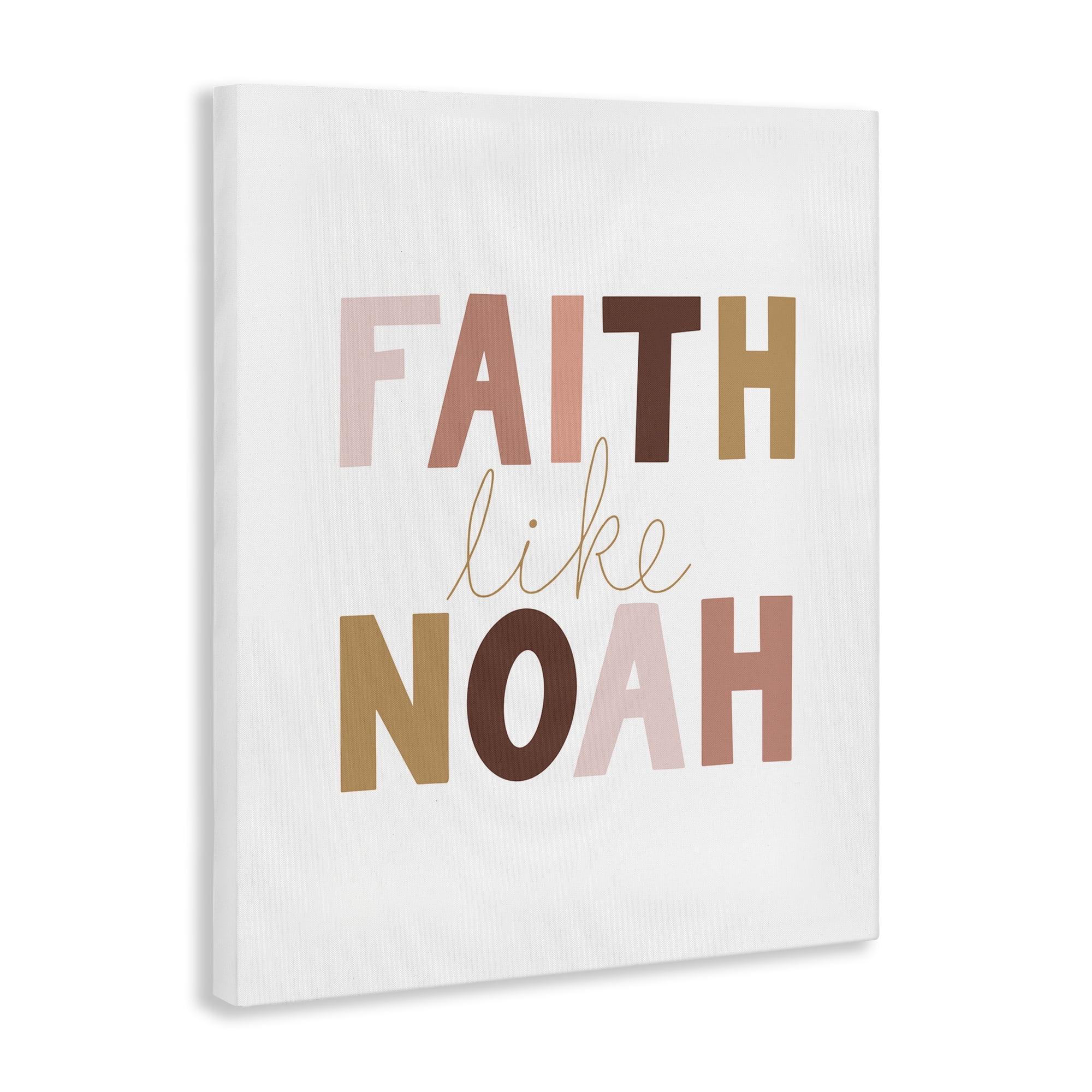 Stupell Industries Faith Like Noah Girl's Religious Painting Gallery Wrapped Canvas Art Print Wall Art, 36 x 48