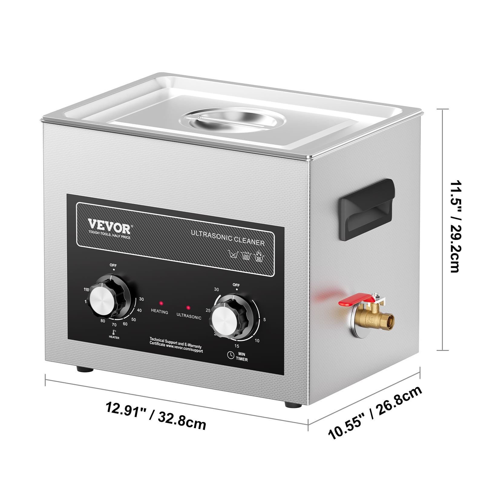 VEVOR 10L Ultrasonic Cleaner with Heater Timer & Basket, Professional Digital Sonic Cavitation Machine, 240W Cleaning Machine for Lab Tools, Metal Parts, Carburetor, Brass, Auto Parts, Engine Parts