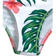 thumbnail image 4 of Traje de baño envolvente floral tropical de cintura alta con cubierta de kimono de playa Traje de baño de 3 piezas Conjunto de traje de baño de bikini acolchado (S-Verde Rosa Floral-S Sincero Electrónica, 4 of 5