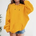 thumbnail image 3 of Girls Hoodies -Lined Drawstring Hooded Soild Color Print Boys Pullover Kids Sweatshirts with Pockets(140 6-7 Years,Yellow), 3 of 5