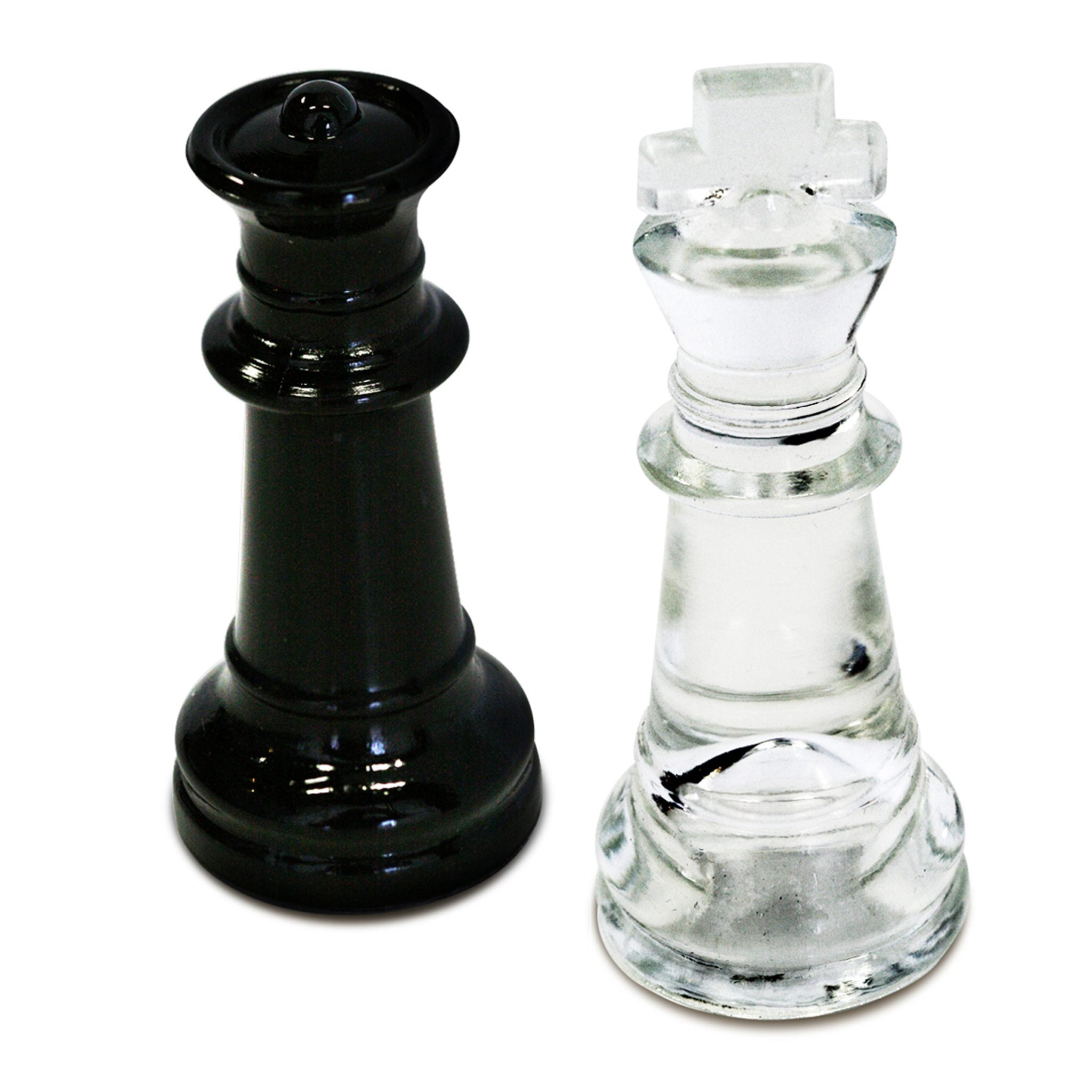 Black and Clear Glass Chess Set - 3 inch King - 32 Chess Pieces