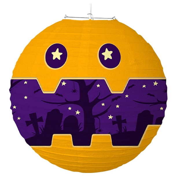 4uds. Linternas fantasma de Halloween, lindos globos de papel, suministros de decoración (cara fantasma)