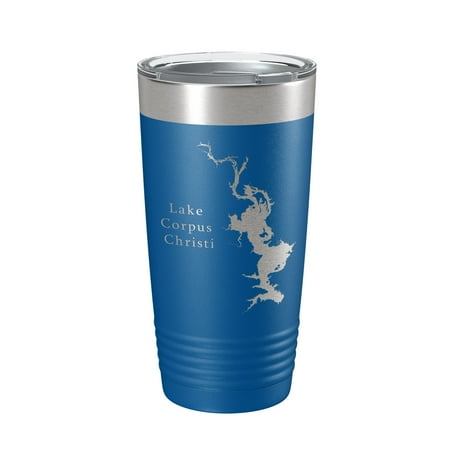 

Lake Corpus Christi Map Tumbler Travel Mug Insulated Laser Engraved Coffee Cup Texas 20 oz Royal Blue