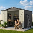 thumbnail image 4 of Patiowell 8x8FT Metal Outdoor Storage Shed, Black Heavy-Duty Garden Tool Shed for Tools, Lawn & Pet Supplies, 4 of 7