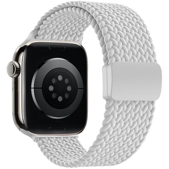 Braided Stretchy Band Compatible with Apple Watch Band 38mm 40mm 41mm 42mm 44mm 45mm 46mm 49mm Women Men, Adjustable Nylon Elastic Magnetic Clasp Strap for iWatch Series 10 9 8 7 6 5 4 3 2 1 SE Ultra