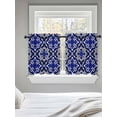 thumbnail image 5 of Blue Boho Floral,Tier Curtains 36 Inch Length,Sheer Curtains for Bedroom Living Room Window Abstract Oriental Bohemian Flower Rod Pocket Drapes Kitchen Curtains Small Half Window 27.5"x36" 2 Panels, 5 of 6