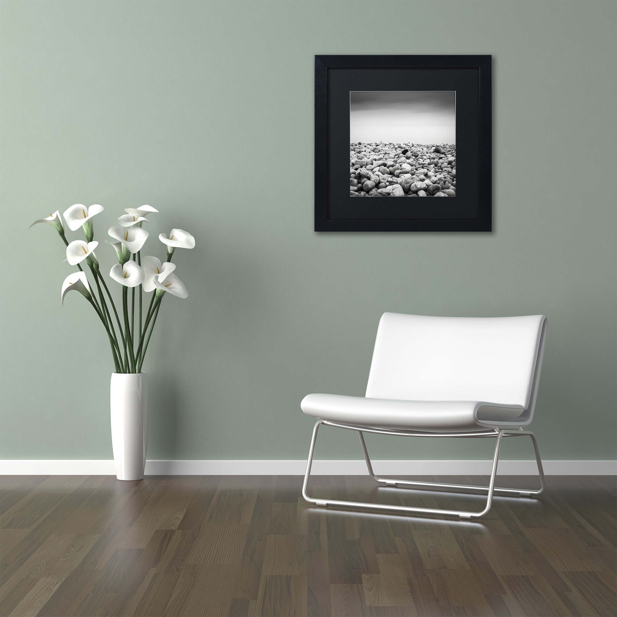 Trademark Fine Art "Pebble Beach" Canvas Art by Dave MacVicar, Black Matte, Black Frame