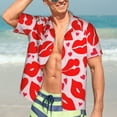thumbnail image 7 of Sikiie Lips Kiss Print Men's Hawaiian Shirt, Summer Beach Button Pocket Short Sleeve T-Shirt,X-Large, 7 of 7