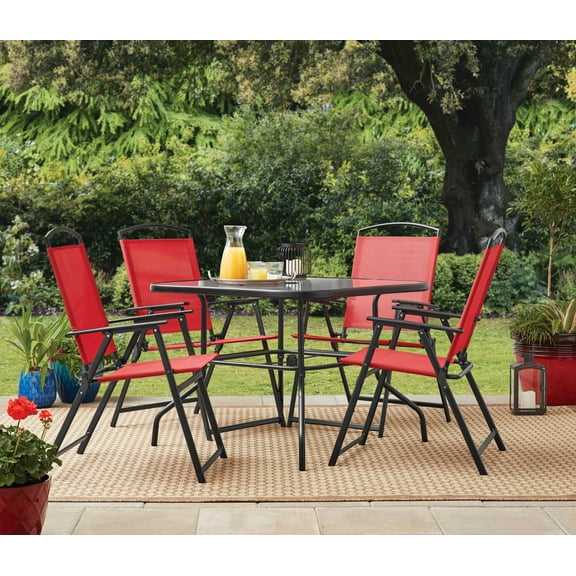 Mainstays Albany Lane 5 Piece Steel Outdoor Dining Set, Red