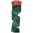 thumbnail image 2 of Northlight Green and Black Plaid Christmas Wired Craft Ribbon 2.5" x 10 Yards, 2 of 6