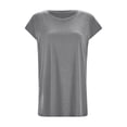 thumbnail image 4 of MIXUE Womens Summer Tops Solid Color Round Neck Short Sleeve Loose Casual Shirts For Women T-shirts Sportwear,Gray,XXL, 4 of 4