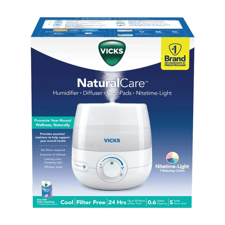 Vicks 0.6 Gallon Natural Care Cool Mist Ultrasonic Humidifier 200