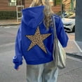 thumbnail image 2 of Leopard Star Hoodies for Women Oversized Cheetah Graphic Long Sleeve Hooded Sweatshirt Fashion Y2k Streetwear Pullover Tops, 2 of 5