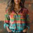 thumbnail image 3 of Womens Tops Soft Print Long Sleeve Cotton Button Shirt Spring Summer Shirts for Women Blue 5Xl, 3 of 3