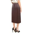 thumbnail image 6 of Women's Faux Leather Matte Finish Basic Modest 26" Below the Knee Length Stretch Knit Straight Skirt, 6 of 9