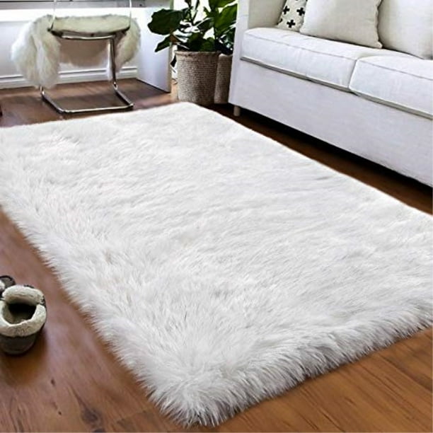 softlife faux fur sheepskin area rugs shaggy wool rug for bedroom girls ...