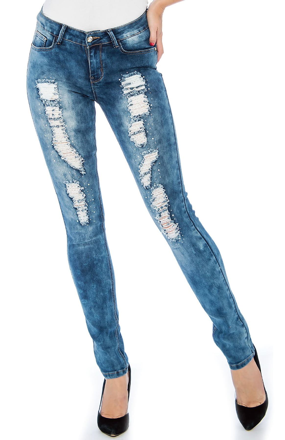 mid rise distressed jeans