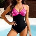 thumbnail image 2 of Enjoytime One Piece Swimsuit Women Print V Neck Tummy Control Bathing Suit Crisscross Back Modest Swimwear, 2 of 8