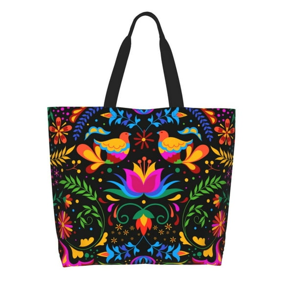 Rateoe Mexican Flower Traditional1 Tote Bag - Waterproof Lightweight Handbags Travel Shoulder Bag for Hiking Yoga Gym Swimming Travel Beach